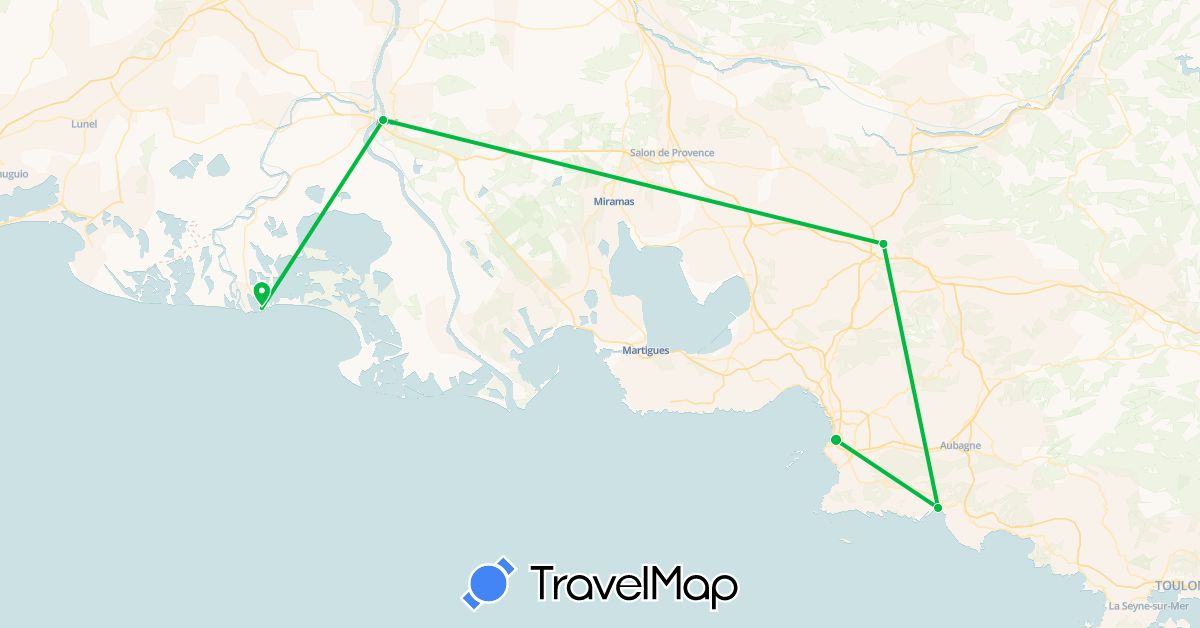 TravelMap itinerary: bus in France (Europe)